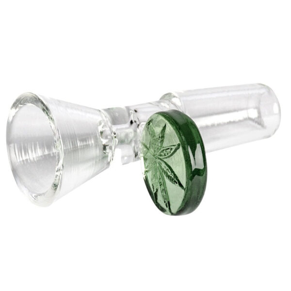 14mm male red eye glass cone pull out w/ leaf handle bowl