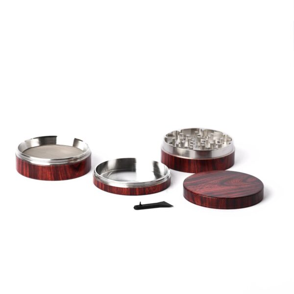 60mm rosewood look, 4pc metal herb grinder