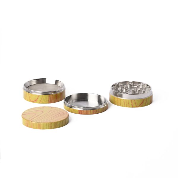 60mm light timber look, 4pc metal herba grinder